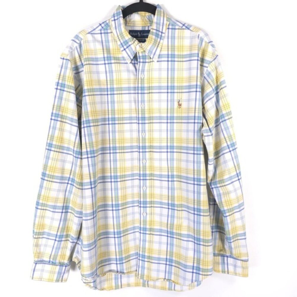 RALPH LAUREN CUSTOM FIT Multicolor Plaid Long Sleeve Button Down Shirt Size XL